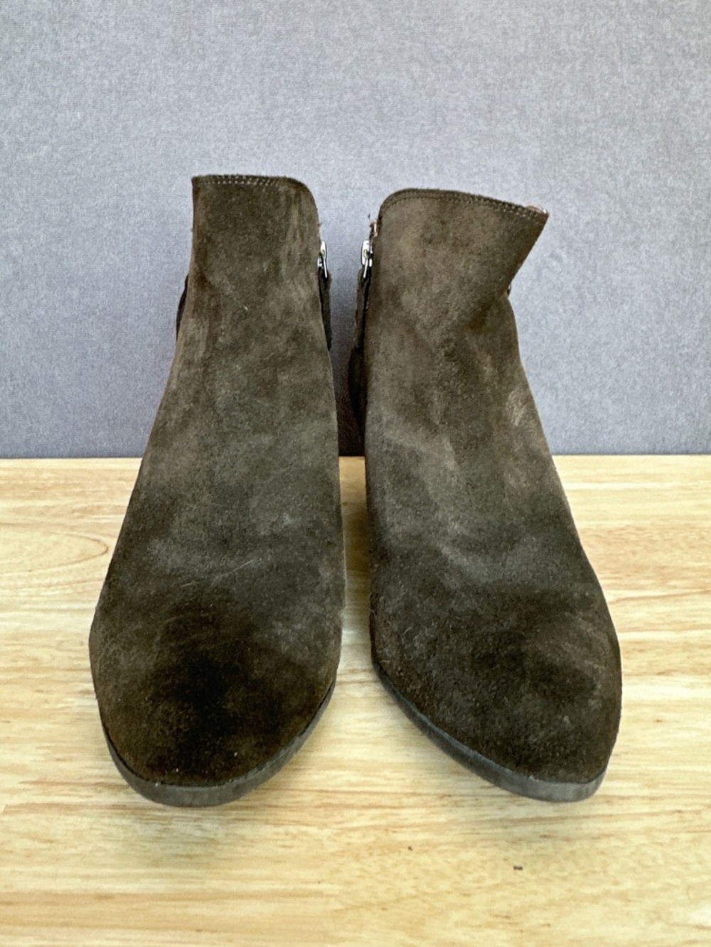 Frye & Co. Judith Suede Ankle Boots Women 11 dark brown double zip suede leather - Picture 4 of 9